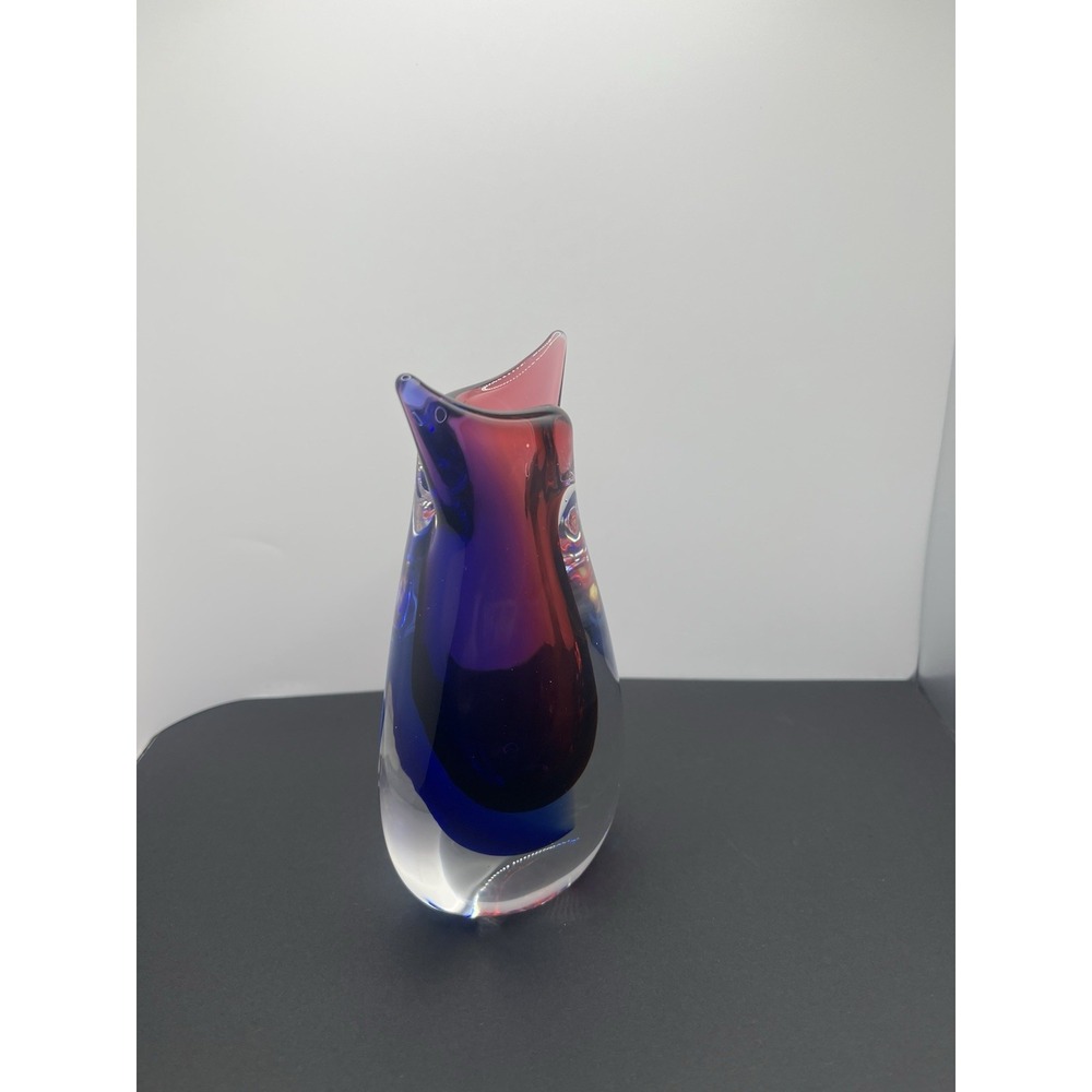 Murano Glass Art Vase Handmade in Italy. Purplish Blue